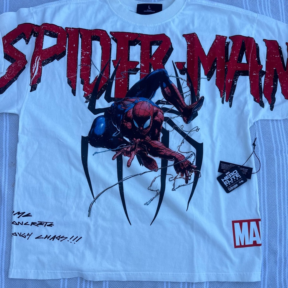 Marvel White Short Sleeve Spider-Man Graphic Tee with Red Print